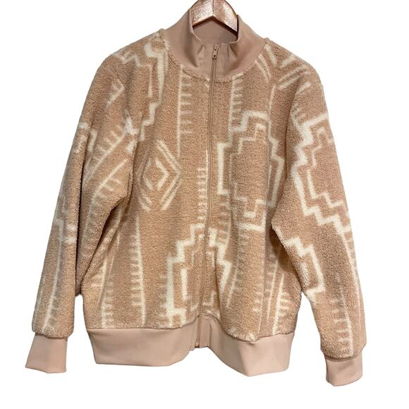 Susan Graver Jackets & Blazers - Susan Graver Bomber Jacket Womens Size Large Weekend Printed Polar Fleece Winter